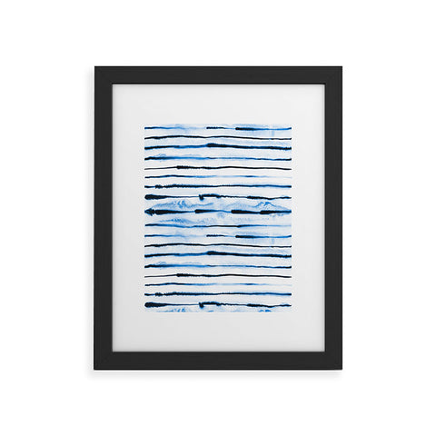 Ninola Design Indigo ink stripes Framed Art Print