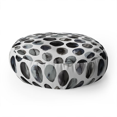 Ninola Design Ink dots Black Floor Pillow Round