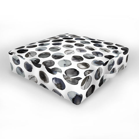 Ninola Design Ink dots Black Outdoor Floor Cushion