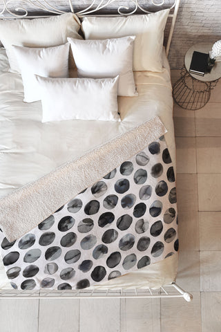 Ninola Design Ink dots Black Fleece Throw Blanket