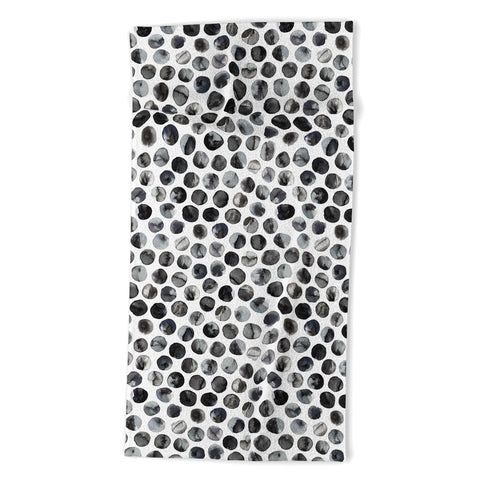Ninola Design Ink dots Black Beach Towel