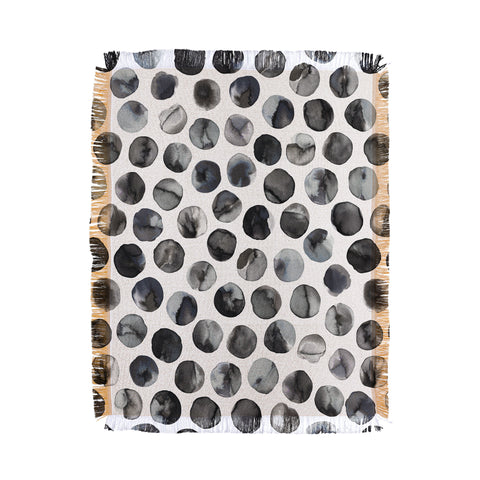 Ninola Design Ink dots Black Throw Blanket