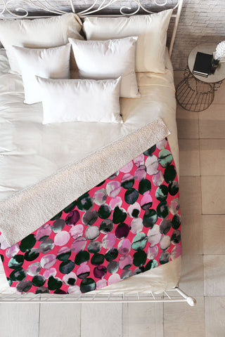 Ninola Design Ink Dots Strawberry Fleece Throw Blanket