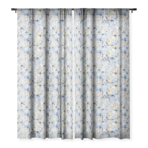 Ninola Design Ink dust texture soft blue Sheer Window Curtain