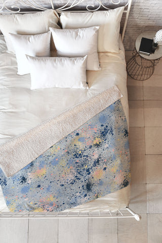 Ninola Design Ink dust texture soft blue Fleece Throw Blanket