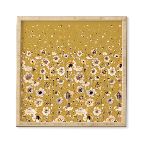 Ninola Design Ink flowers Mustard Framed Wall Art