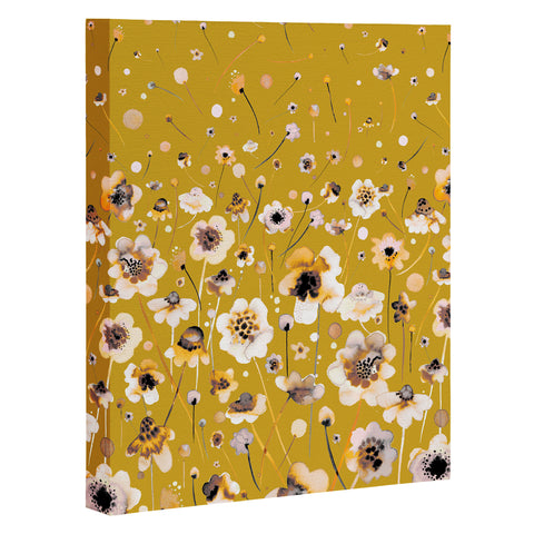 Ninola Design Ink flowers Mustard Art Canvas