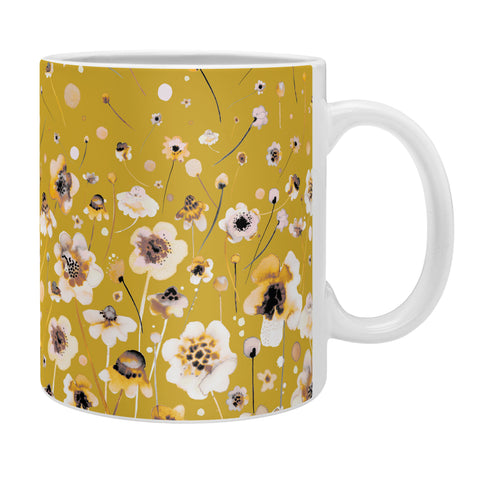 Ninola Design Ink flowers Mustard Coffee Mug