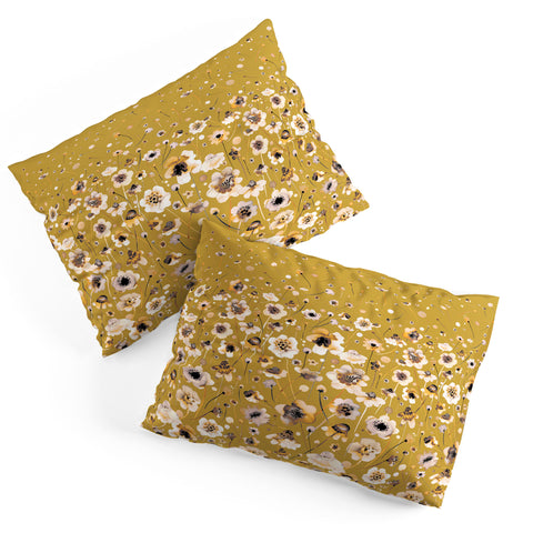 Ninola Design Ink flowers Mustard Pillow Shams