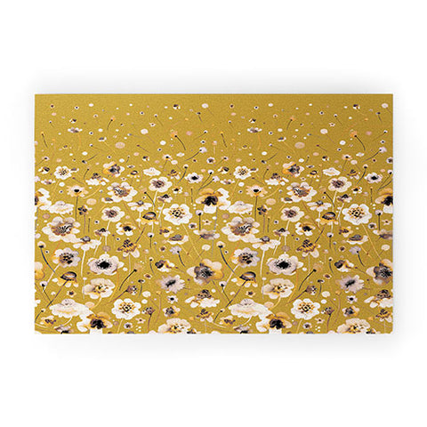 Ninola Design Ink flowers Mustard Welcome Mat