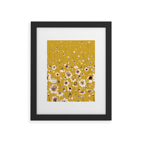 Ninola Design Ink flowers Mustard Framed Art Print