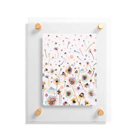 Ninola Design Ink Flowers Ombre Sunshine Floating Acrylic Print