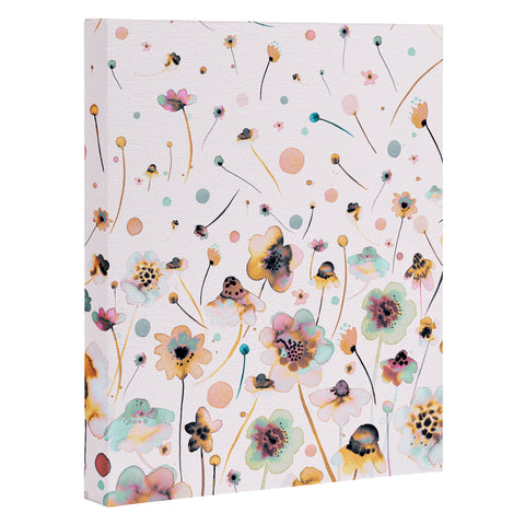 Ninola Design Ink Flowers Ombre Sunshine Art Canvas