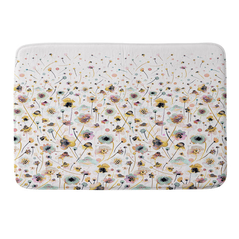 Ninola Design Ink Flowers Ombre Sunshine Memory Foam Bath Mat