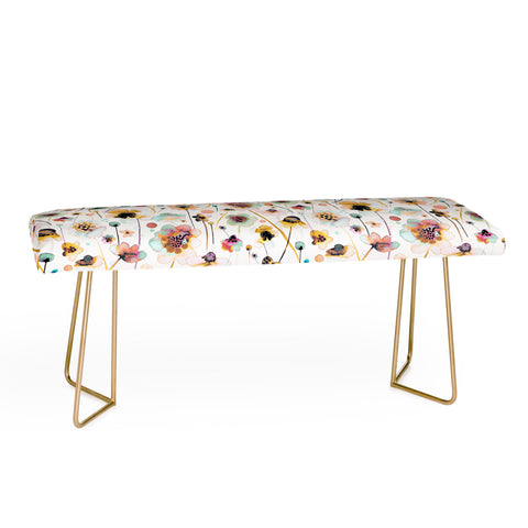 Ninola Design Ink Flowers Ombre Sunshine Bench