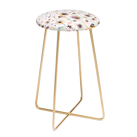 Ninola Design Ink Flowers Ombre Sunshine Counter Stool
