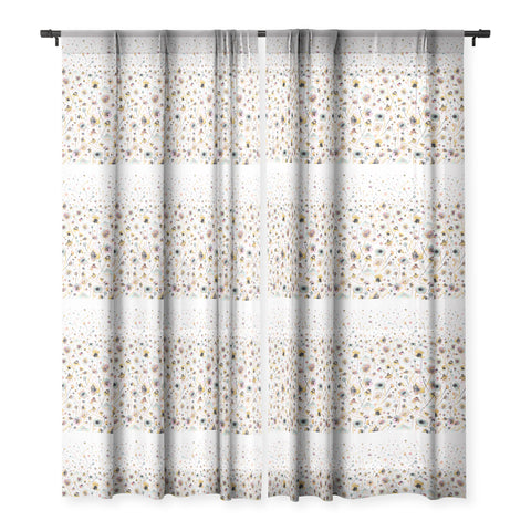 Ninola Design Ink Flowers Ombre Sunshine Sheer Window Curtain