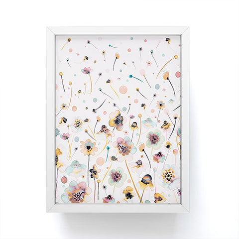 Ninola Design Ink Flowers Ombre Sunshine Framed Mini Art Print