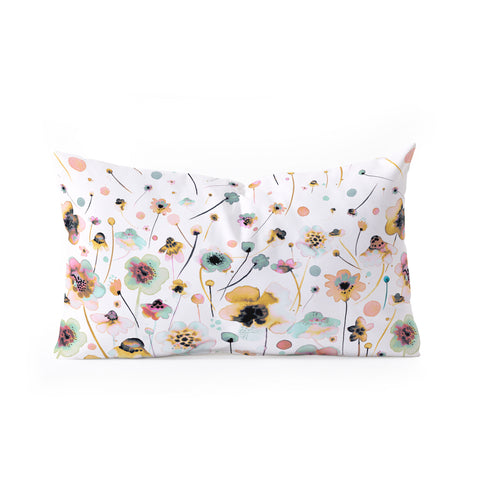 Ninola Design Ink Flowers Ombre Sunshine Oblong Throw Pillow