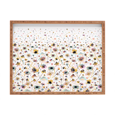 Ninola Design Ink Flowers Ombre Sunshine Rectangular Tray