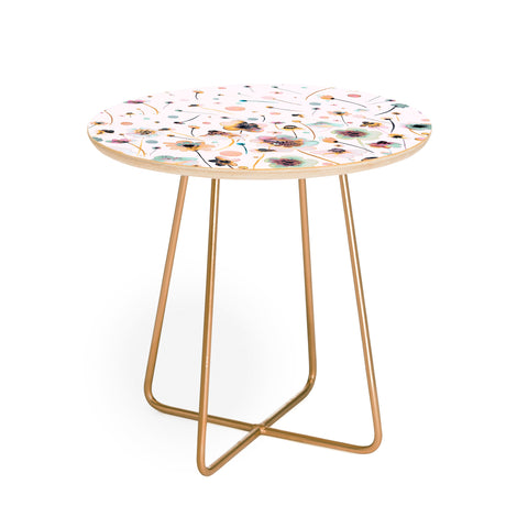 Ninola Design Ink Flowers Ombre Sunshine Round Side Table