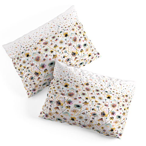 Ninola Design Ink Flowers Ombre Sunshine Pillow Shams