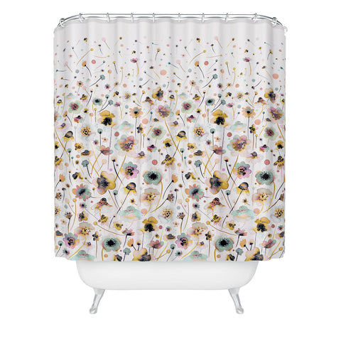 Ninola Design Ink Flowers Ombre Sunshine Shower Curtain