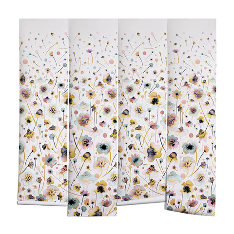 Ninola Design Ink Flowers Ombre Sunshine Wall Mural