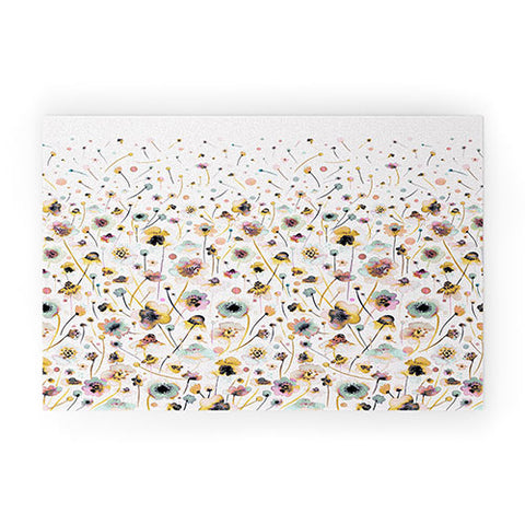 Ninola Design Ink Flowers Ombre Sunshine Welcome Mat