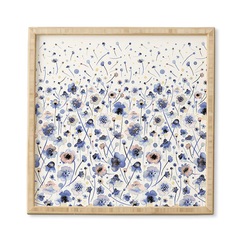 Ninola Design Ink flowers Soft blue Framed Wall Art