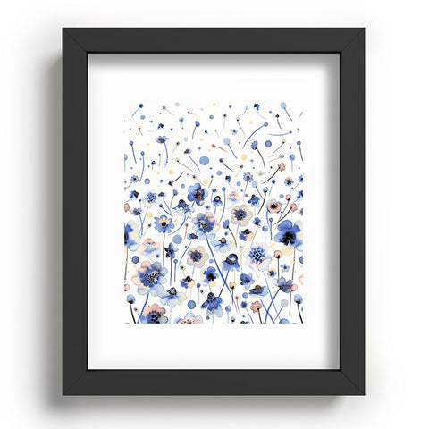 Ninola Design Ink flowers Soft blue Recessed Framing Rectangle
