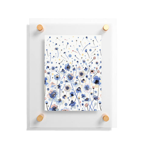 Ninola Design Ink flowers Soft blue Floating Acrylic Print