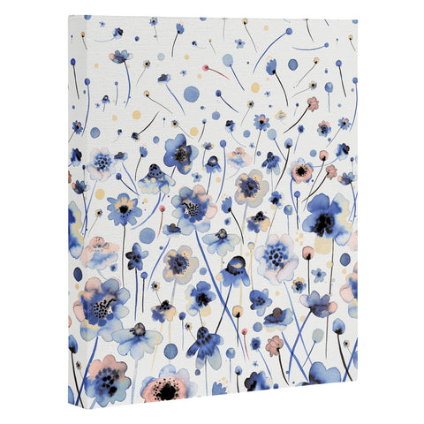 Ninola Design Ink flowers Soft blue Art Canvas