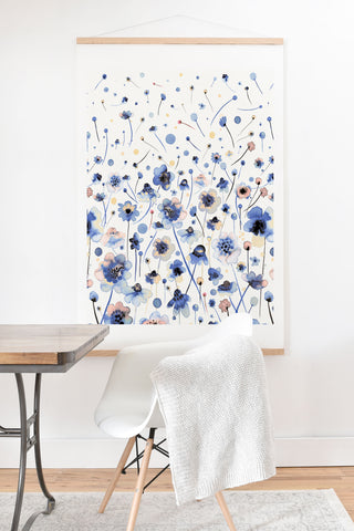 Ninola Design Ink flowers Soft blue Art Print And Hanger