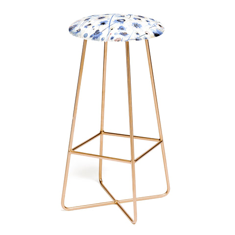 Ninola Design Ink flowers Soft blue Bar Stool