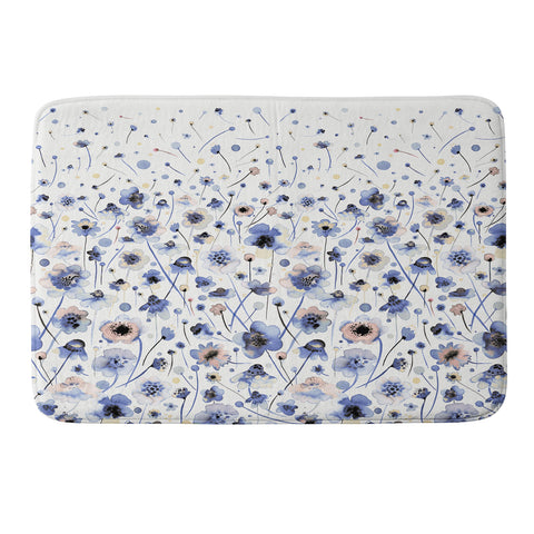 Ninola Design Ink flowers Soft blue Memory Foam Bath Mat