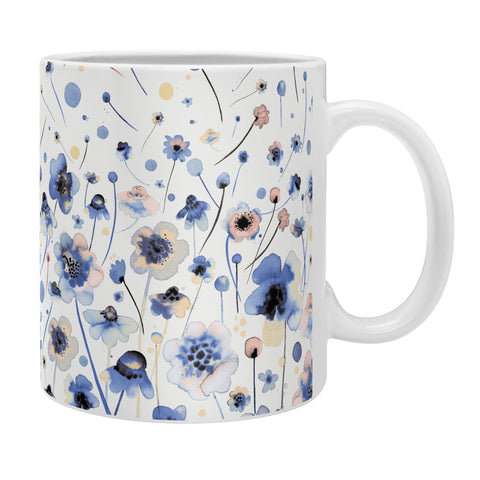 Ninola Design Ink flowers Soft blue Coffee Mug