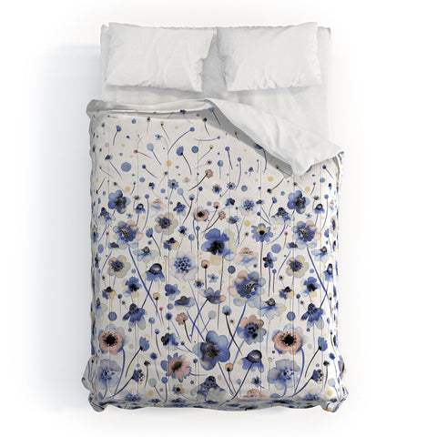 Ninola Design Ink flowers Soft blue Comforter