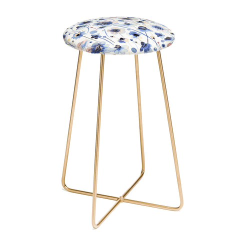 Ninola Design Ink flowers Soft blue Counter Stool