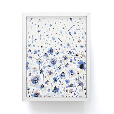 Ninola Design Ink flowers Soft blue Framed Mini Art Print