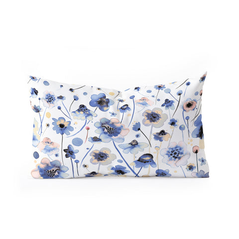 Ninola Design Ink flowers Soft blue Oblong Throw Pillow
