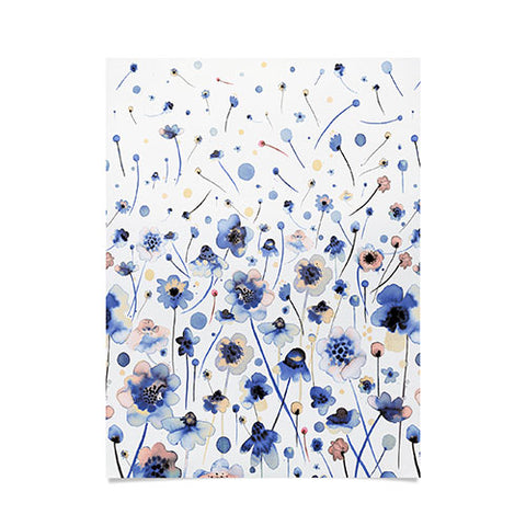 Ninola Design Ink flowers Soft blue Poster