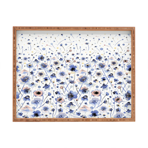 Ninola Design Ink flowers Soft blue Rectangular Tray