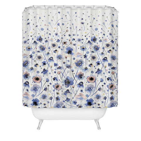 Ninola Design Ink flowers Soft blue Shower Curtain