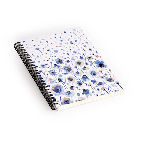 Ninola Design Ink flowers Soft blue Spiral Notebook