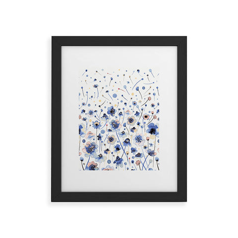 Ninola Design Ink flowers Soft blue Framed Art Print