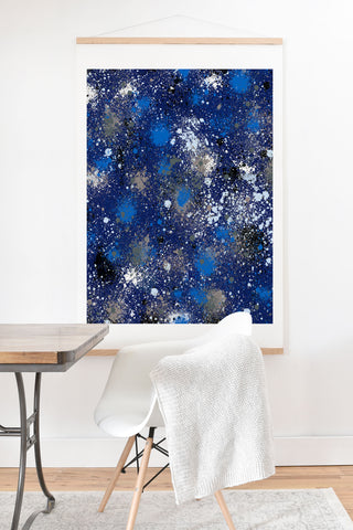 Ninola Design Ink splatter blue night Art Print And Hanger