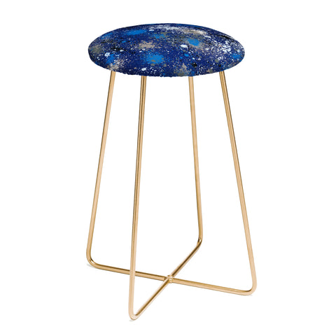 Ninola Design Ink splatter blue night Counter Stool