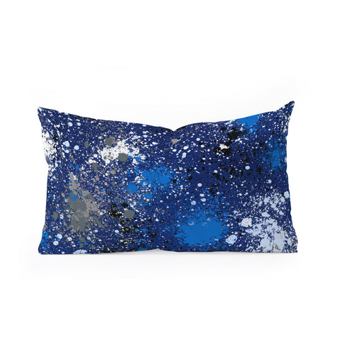 Ninola Design Ink splatter blue night Oblong Throw Pillow