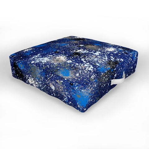 Ninola Design Ink splatter blue night Outdoor Floor Cushion